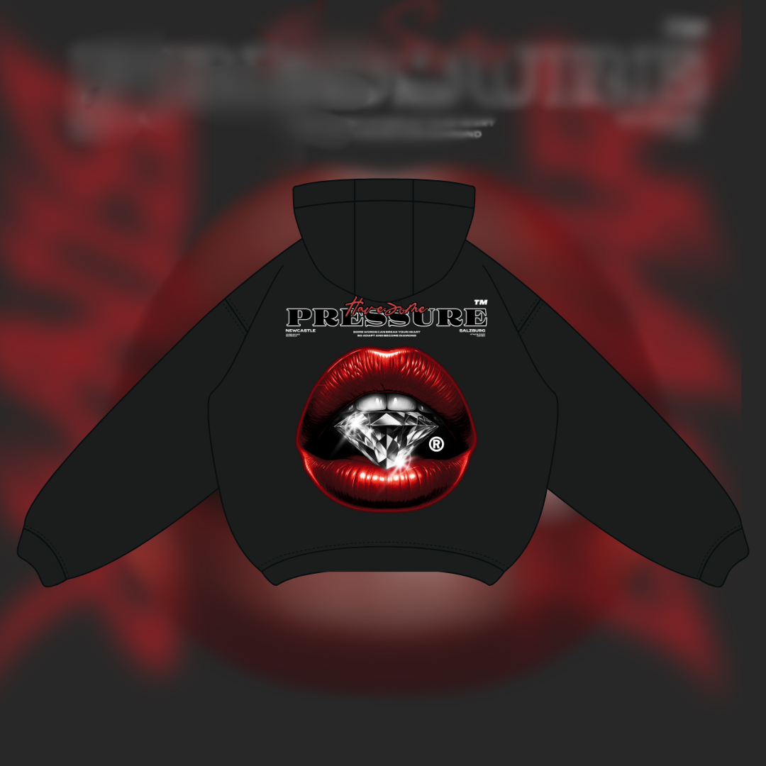 PRESSURE Hoodie – Diamond Lips Graphic | BINAR Streetwear