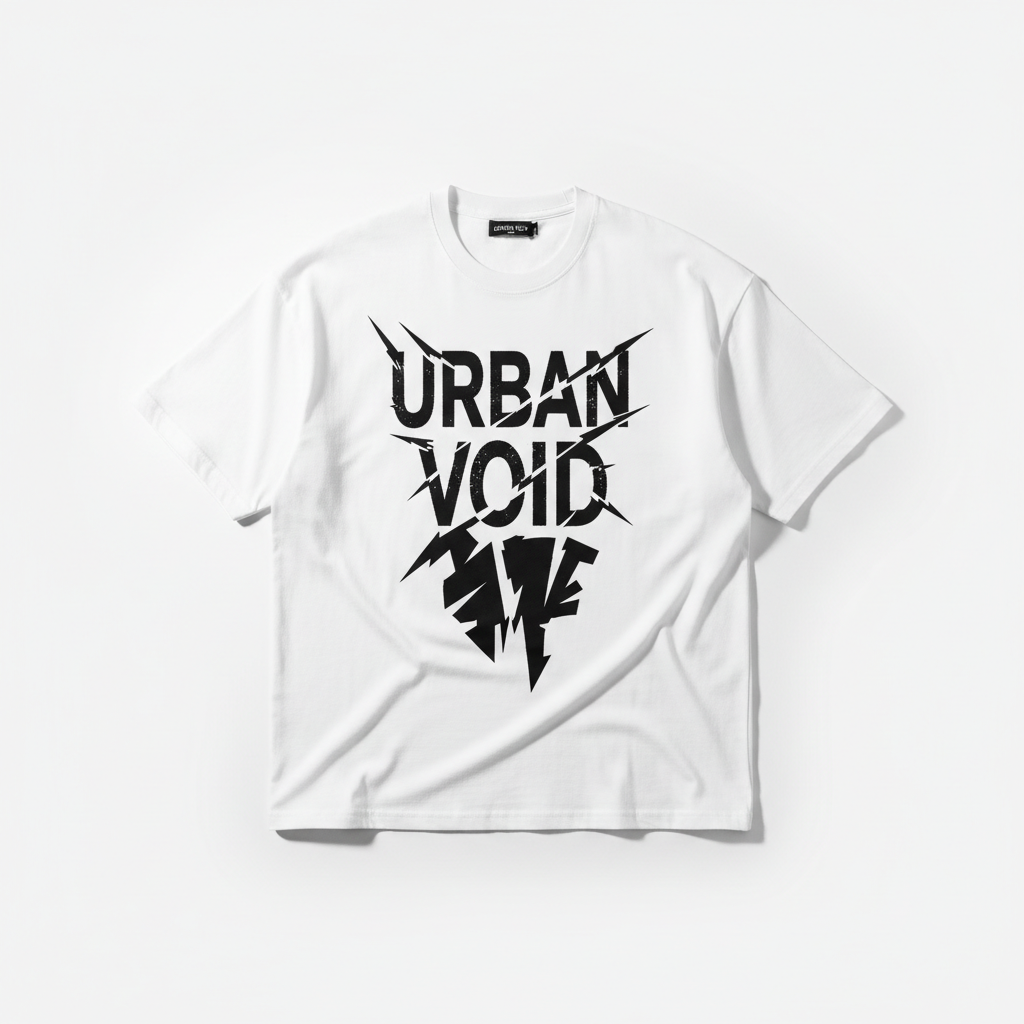 Oversized white streetwear t-shirt with black graphic