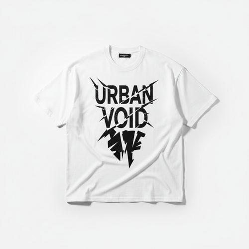Oversized white streetwear t-shirt with black graphic